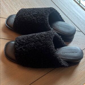 Aeropostale Plush Black Slides